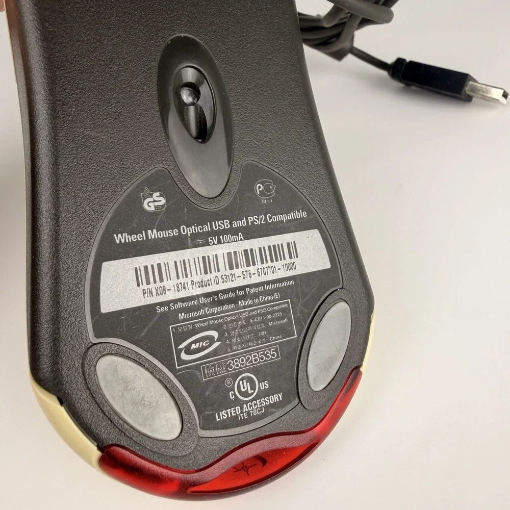 Microsoft Wheel Mouse Optical USB PS/2‎ Compatible Tested Working Vintage